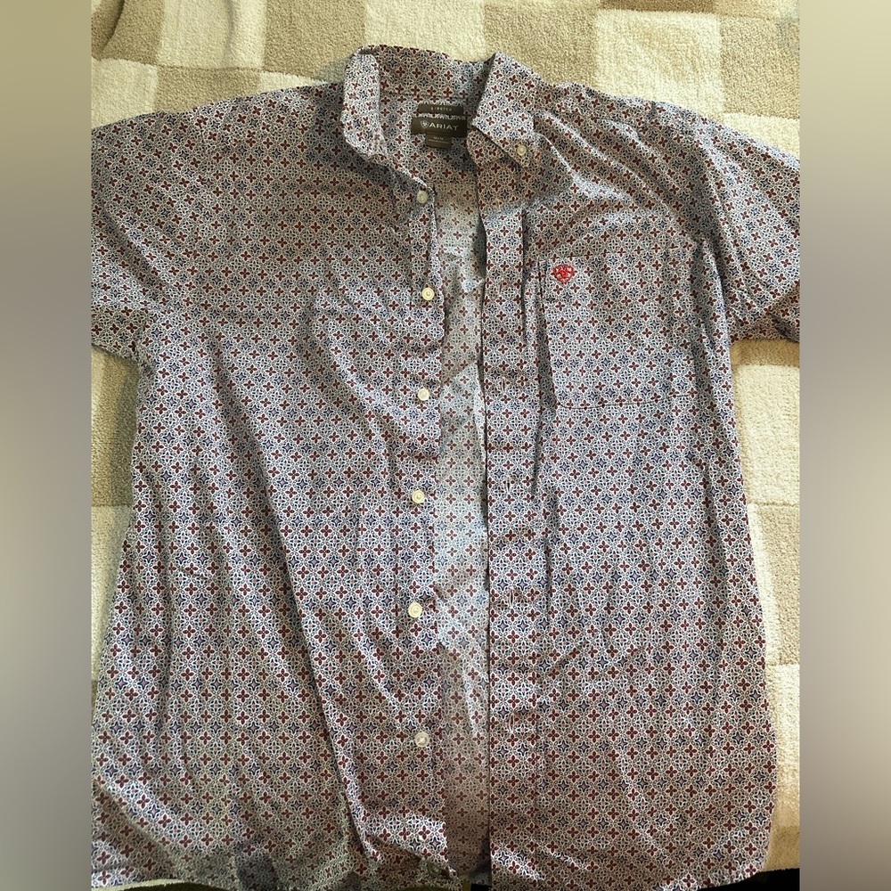 Men's Patterned Shirt - Red and Blue